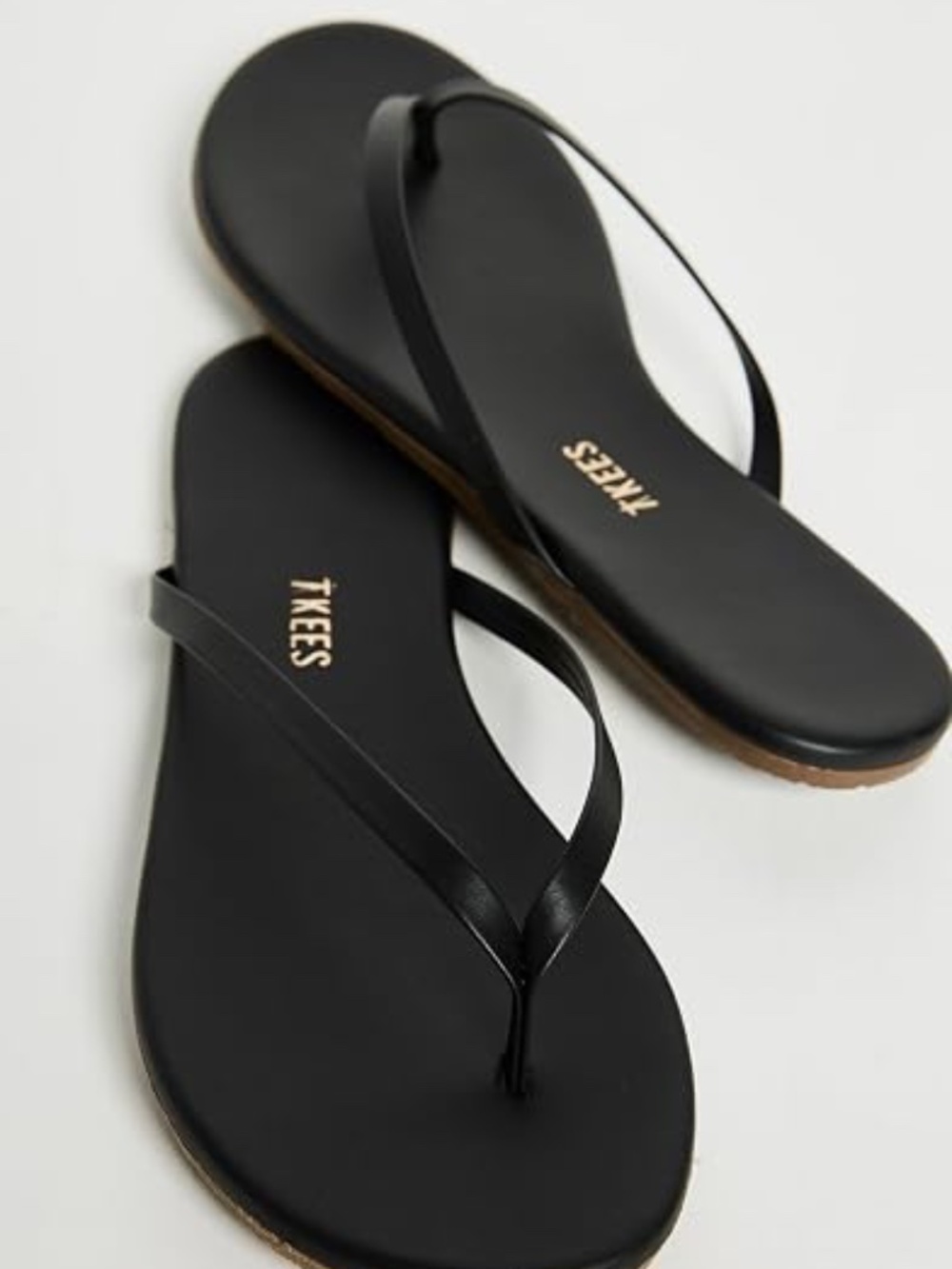 Tkees Women's Flip-Flop-Glitters Sandal Size 8.5 Black Leather